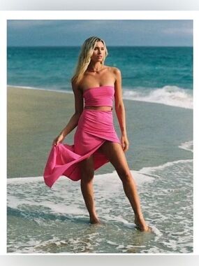 🌺 NWT L*Space Corsica Beach Dress Pink Bougainvillea Large MSRP $139 🔥